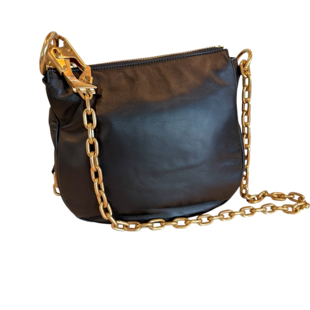 Burberry Knight Black Lambskin Leather Shoulder Bag, Gold Hardware New Authentic